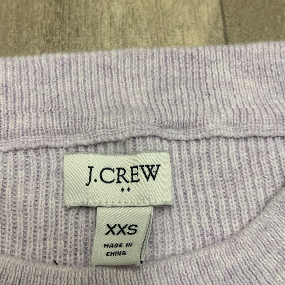 Womens J. Crew Lavender Ruffle Long Sleeve Pullover Ribbed Sweater‎ - Picture 3 of 8